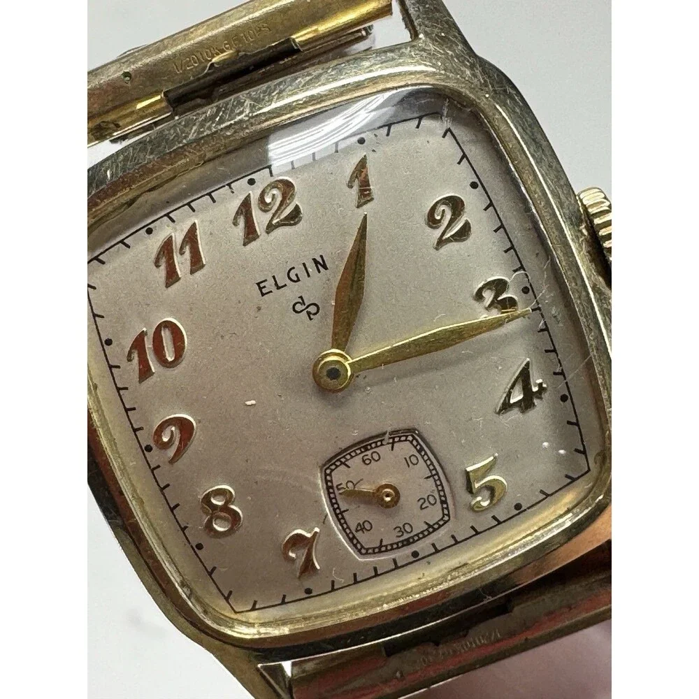 VTG Antique Elgin 14k GF Mens Watch Wind up 21 Jewel Works